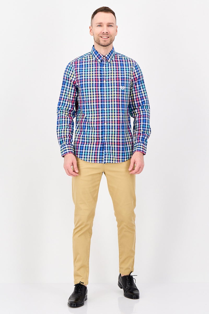 Chaps Men Regular Fit Embroidered Logo Long Sleeve Casual Shirt, Multicolor - Image 2